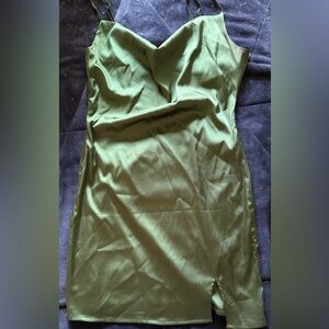 Elegant Green Satin Dress